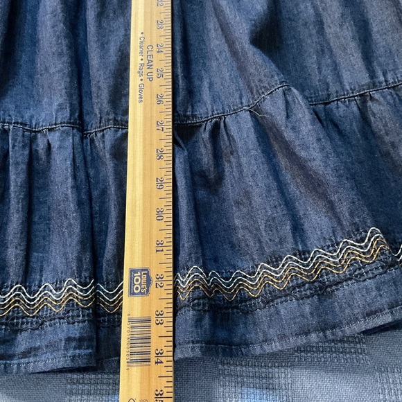 Cactus + Pearl Midi Skirt XXL in Slate Blue 100% Cotton Soft Smocked Denim Look - Picture 10 of 16